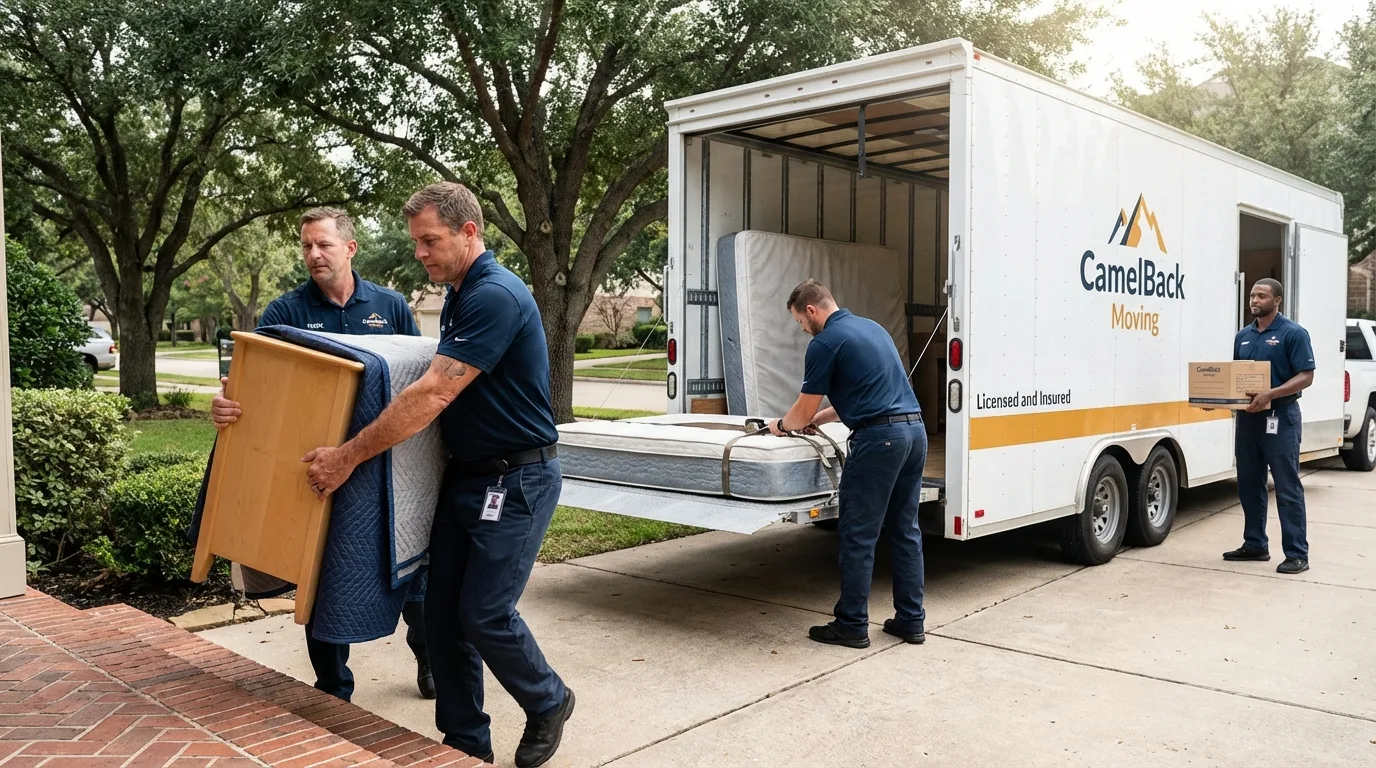 Crew loading residential truck for cross-state move from Elkridge, MD
