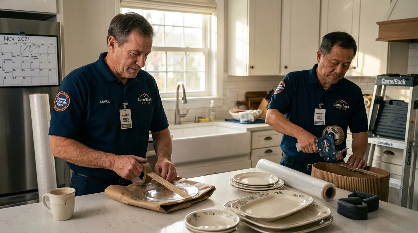 Professional crew packing kitchen dishware in Elkridge, MD